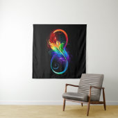 Unendlichkeitssymbol mit Regenbogen-Feder Wandteppich (Beispiel (Horizontal))