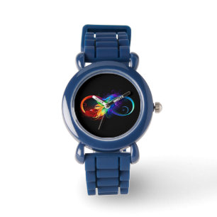 Unendlichkeitssymbol mit Regenbogenfeder Armbanduhr