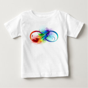 Unendlichkeitssymbol mit Regenbogenfeder Baby T-shirt