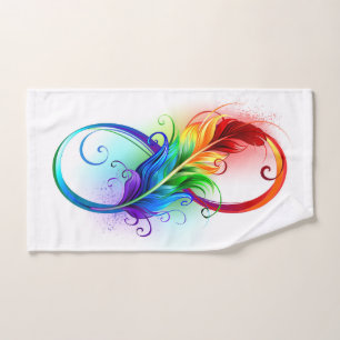 Unendlichkeitssymbol mit Regenbogenfeder Badhandtuch Set