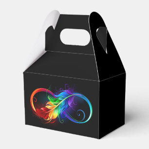 Unendlichkeitssymbol mit Regenbogenfeder Geschenkschachtel