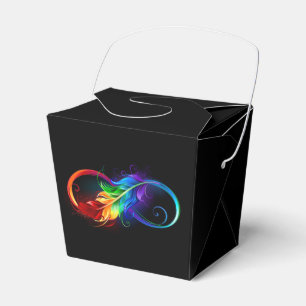 Unendlichkeitssymbol mit Regenbogenfeder Geschenkschachtel