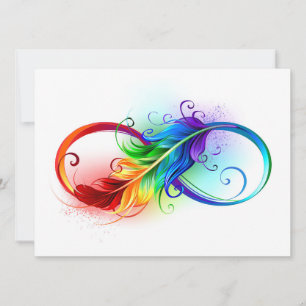 Unendlichkeitssymbol mit Regenbogenfeder Karte
