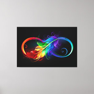 Unendlichkeitssymbol mit Regenbogenfeder Leinwanddruck