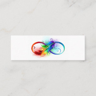 Unendlichkeitssymbol mit Regenbogenfeder Mini Visitenkarte