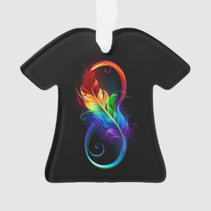 Unendlichkeitssymbol mit Regenbogenfeder Ornament