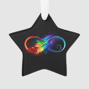 Unendlichkeitssymbol mit Regenbogenfeder Ornament