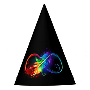 Unendlichkeitssymbol mit Regenbogenfeder Partyhütchen