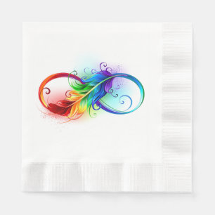 Unendlichkeitssymbol mit Regenbogenfeder Serviette