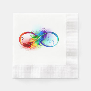 Unendlichkeitssymbol mit Regenbogenfeder Serviette