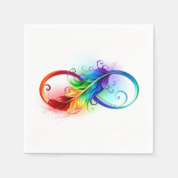 Unendlichkeitssymbol mit Regenbogenfeder