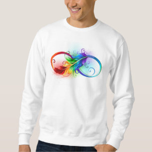 Unendlichkeitssymbol mit Regenbogenfeder Sweatshirt