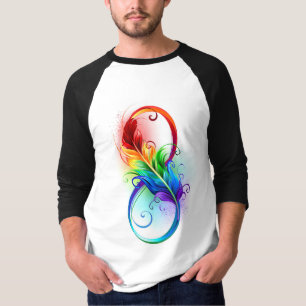 Unendlichkeitssymbol mit Regenbogenfeder T-Shirt