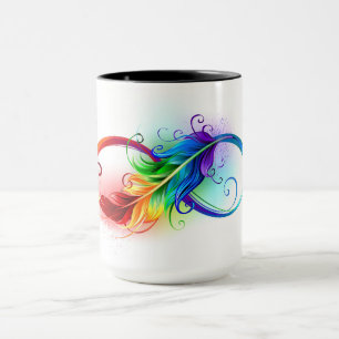 Unendlichkeitssymbol mit Regenbogenfeder Tasse