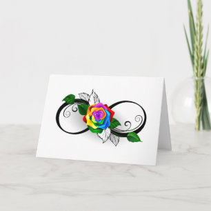 Unendlichkeitssymbol mit Regenbogenrose Dankeskarte