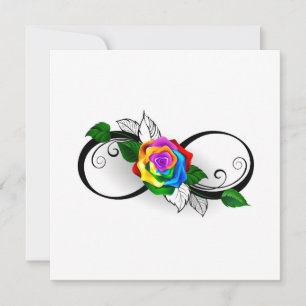 Unendlichkeitssymbol mit Regenbogenrose Feiertagskarte