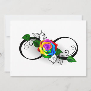 Unendlichkeitssymbol mit Regenbogenrose Feiertagskarte