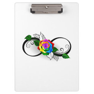 Unendlichkeitssymbol mit Regenbogenrose Klemmbrett