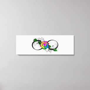 Unendlichkeitssymbol mit Regenbogenrose Leinwanddruck