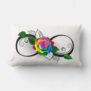 Unendlichkeitssymbol mit Regenbogenrose Lendenkissen