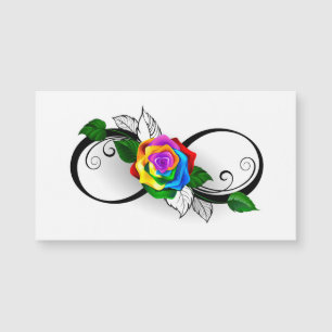 Unendlichkeitssymbol mit Regenbogenrose Magnetkarte