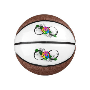 Unendlichkeitssymbol mit Regenbogenrose Mini Basketball