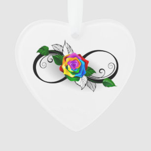 Unendlichkeitssymbol mit Regenbogenrose Ornament