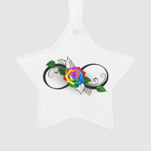 Unendlichkeitssymbol mit Regenbogenrose Ornament