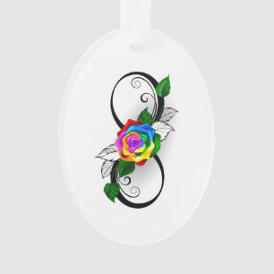 Unendlichkeitssymbol mit Regenbogenrose Ornament