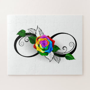 Unendlichkeitssymbol mit Regenbogenrose Puzzle