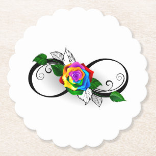 Unendlichkeitssymbol mit Regenbogenrose Untersetzer
