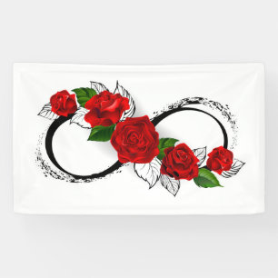Unendlichkeitssymbol mit Rote Rosen Banner