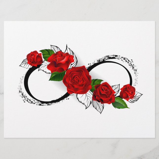 Unendlichkeitssymbol mit Rote Rosen Briefbogen (Vorderseite)