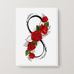 Unendlichkeitssymbol mit Rote Rosen Button