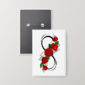 Unendlichkeitssymbol mit Rote Rosen Button (Vorderseite/Rückseite)