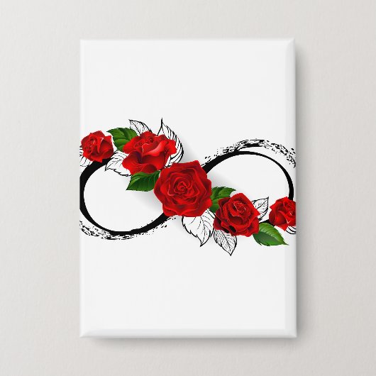 Unendlichkeitssymbol mit Rote Rosen Button (Vorderseite)