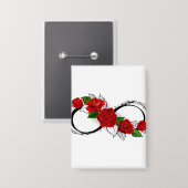 Unendlichkeitssymbol mit Rote Rosen Button (Vorderseite/Rückseite)