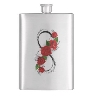 Unendlichkeitssymbol mit Rote Rosen Flachmann