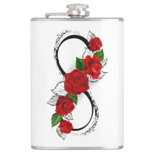Unendlichkeitssymbol mit Rote Rosen Flachmann