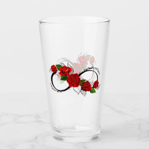 Unendlichkeitssymbol mit Rote Rosen Glas