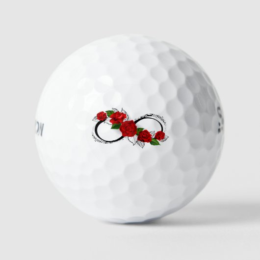 Unendlichkeitssymbol mit Rote Rosen Golfball (Vorderseite)