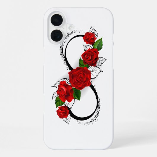 Unendlichkeitssymbol mit Rote Rosen iPhone Hülle (Rückseite)