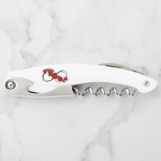 Unendlichkeitssymbol mit Rote Rosen Kellnermesser (Vorderseite)
