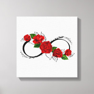 Unendlichkeitssymbol mit Rote Rosen Leinwanddruck