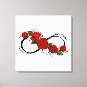 Unendlichkeitssymbol mit Rote Rosen Leinwanddruck
