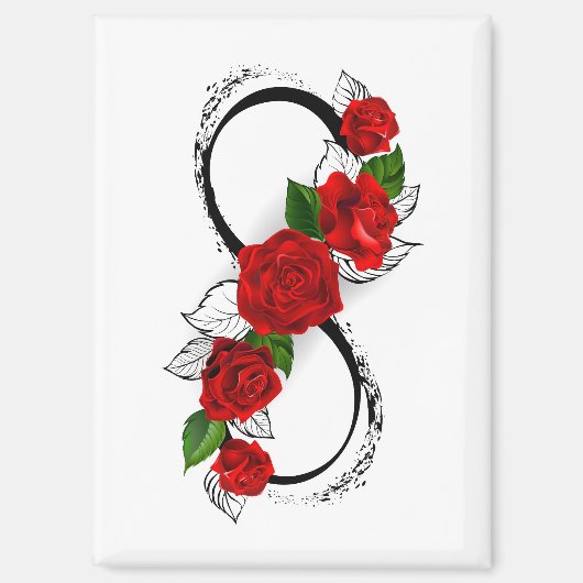 Unendlichkeitssymbol mit Rote Rosen Magnet (Vorderseite)