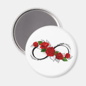 Unendlichkeitssymbol mit Rote Rosen Magnet (Vorderseite/Rückseite)