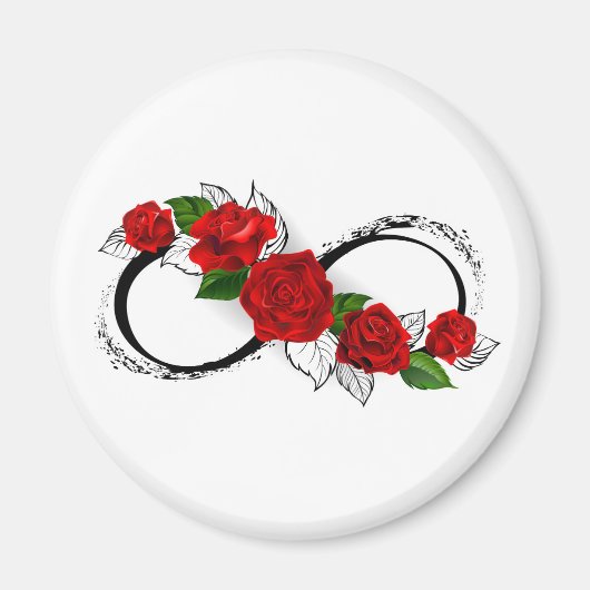 Unendlichkeitssymbol mit Rote Rosen Magnet (Vorne)