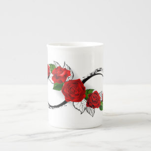 Unendlichkeitssymbol mit Rote Rosen Porzellantasse