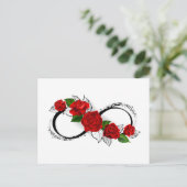 Unendlichkeitssymbol mit Rote Rosen Postkarte (Stehend Vorderseite)